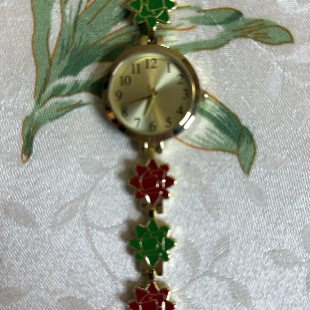 Floral Gold and Green Watch